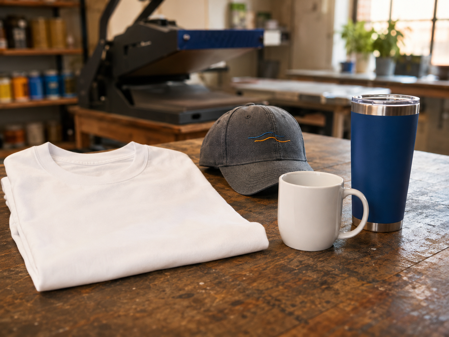 Playera, gorra, taza y termo personalizados